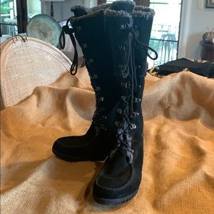 Tall black lace up Casual boots